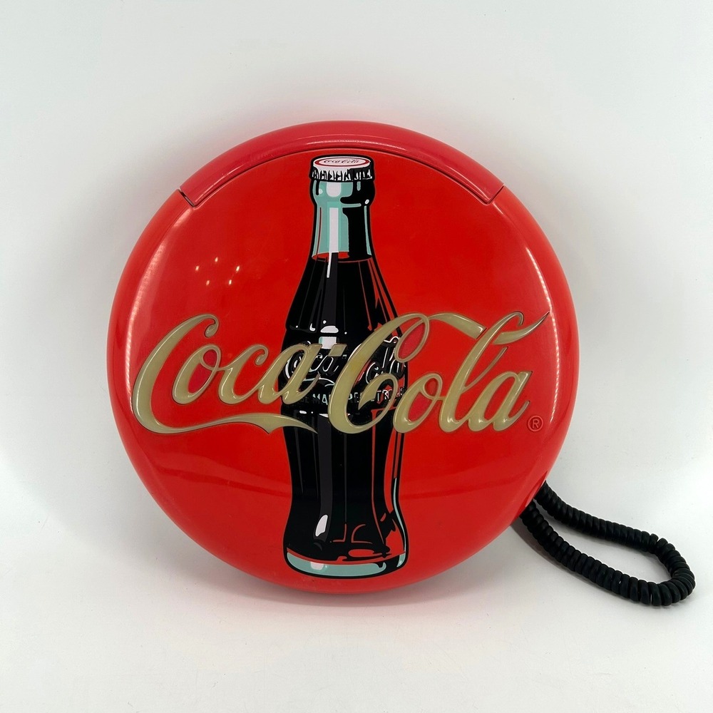 Vintage Coca-Cola Neon Light Up Button Sign Phone 1996 Red Bottle Graphic Retro - Picture 1 of 7